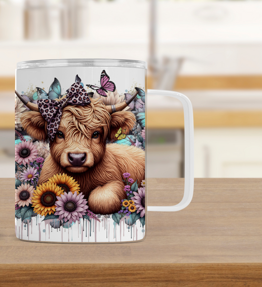 Tasse isotherme - Vache fleur
