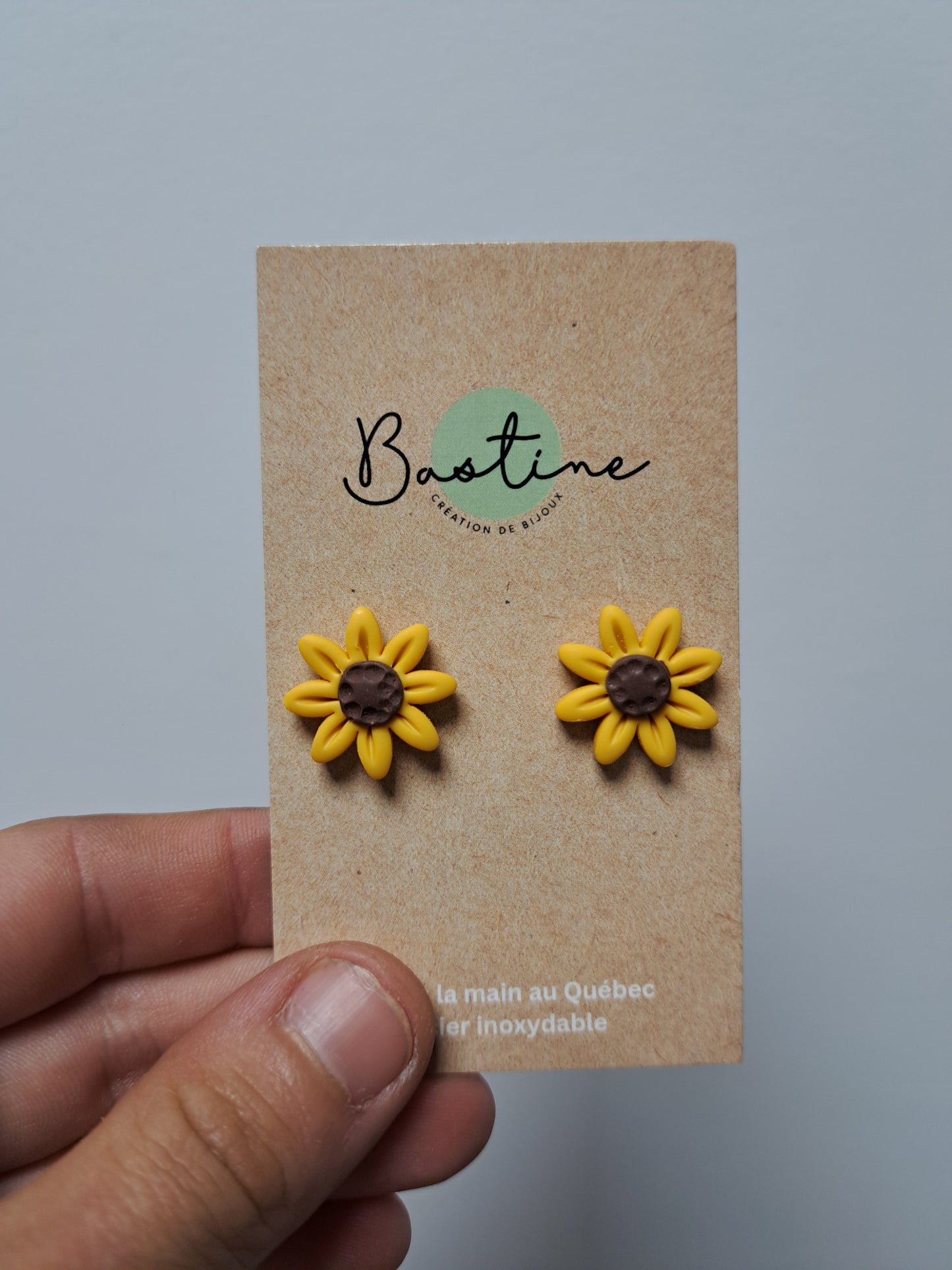 Tournesol - Boucles d'oreilles studs en argile polymère acier inoxydable hypoallergène