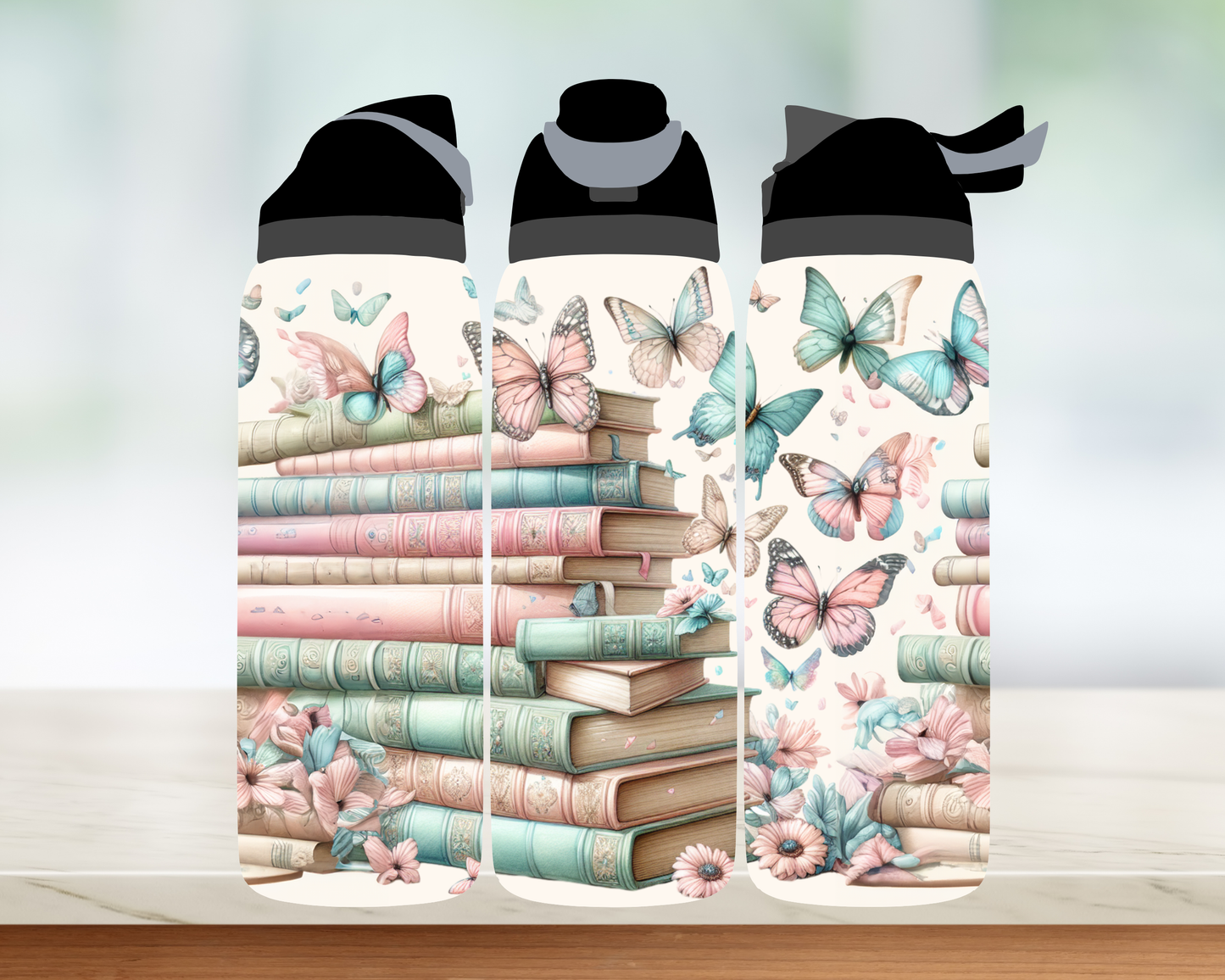 Bouteille style Owala - Livres et papillons