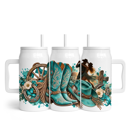Tasse isotherme 50 oz - Country turquoise