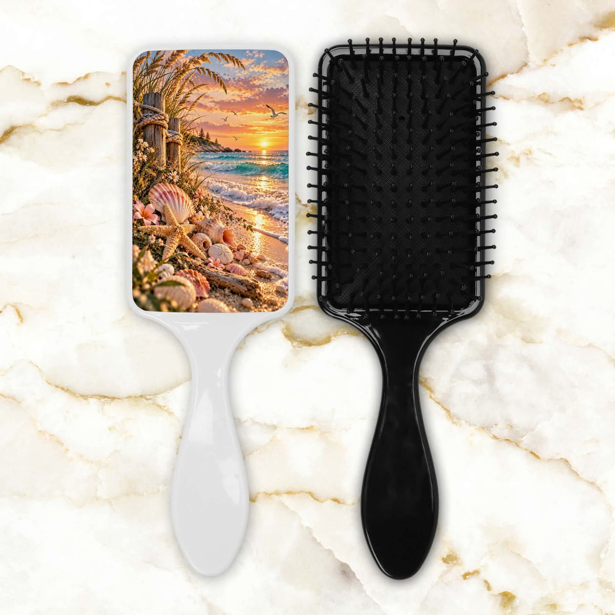 Brosse à cheveux - Plage et coquillage