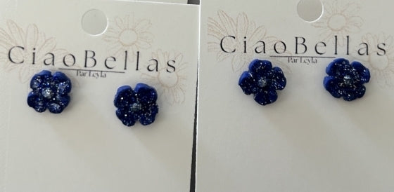 Boucles d'oreilles - Fleur bleu v.2