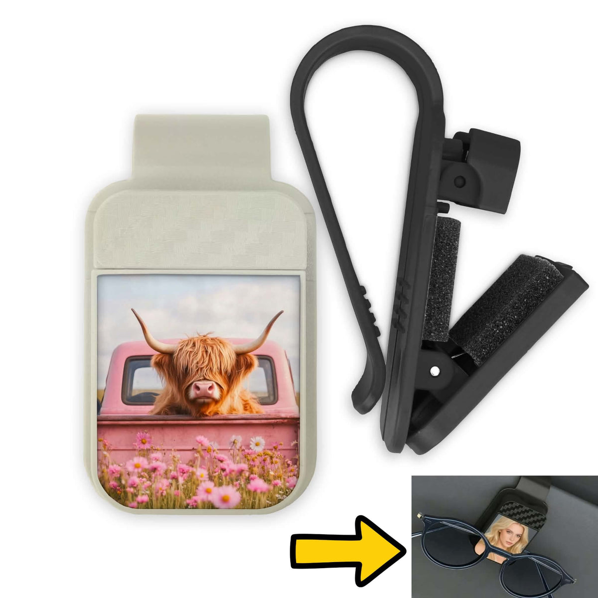 Porte-lunette pour voiture - Vache et camion rose