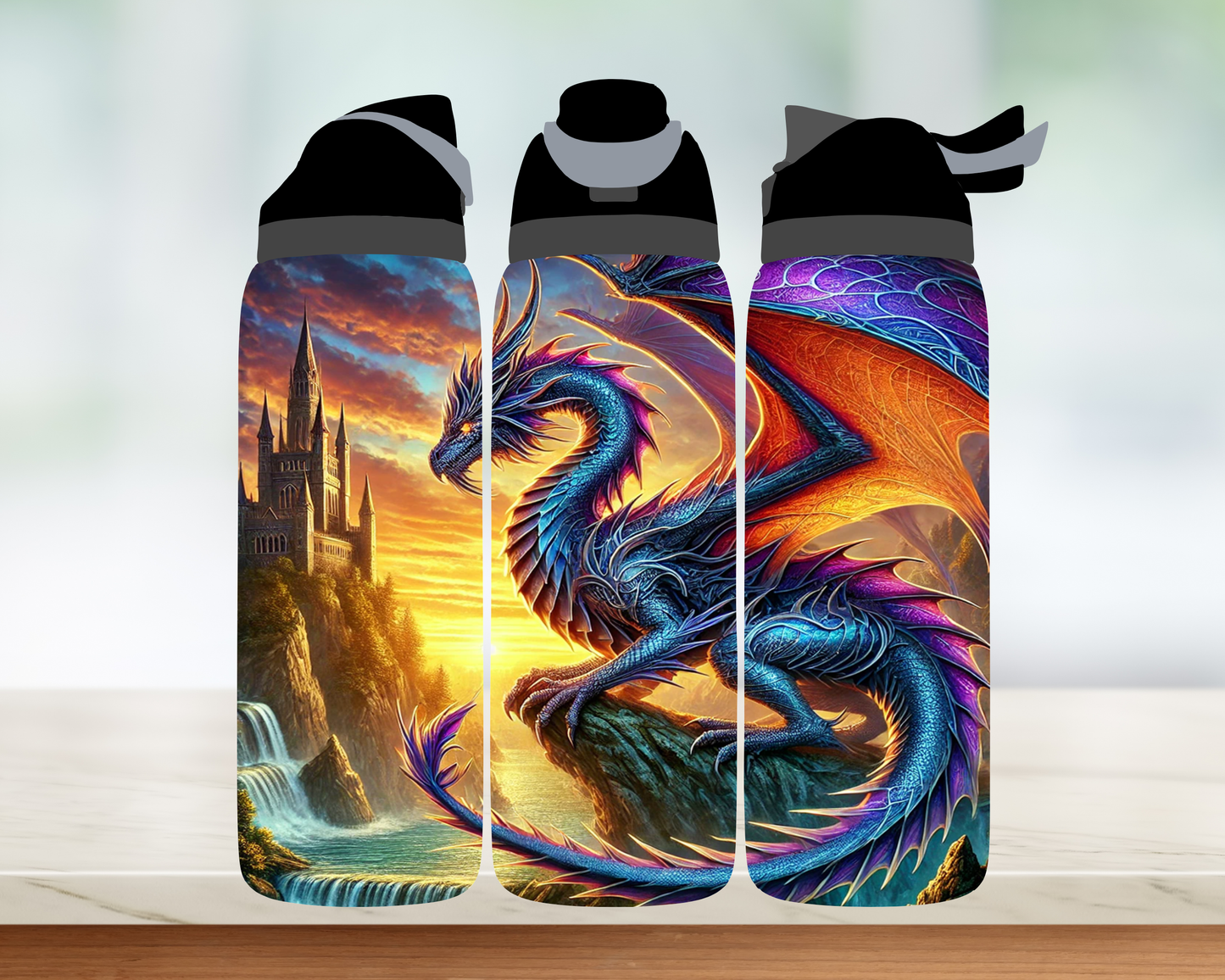 Bouteille style Owala - Dragon et chateau