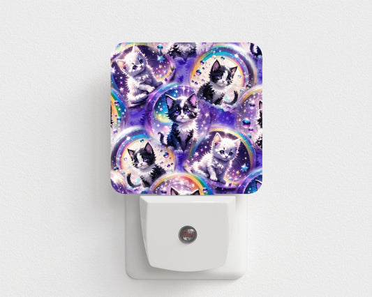 Veilleuse chat mauve