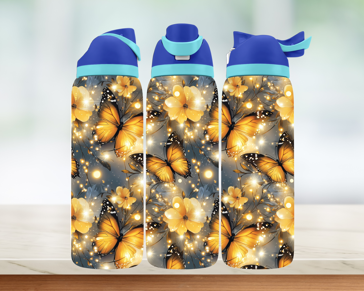 Bouteille style Owala - Papillons Jaunes