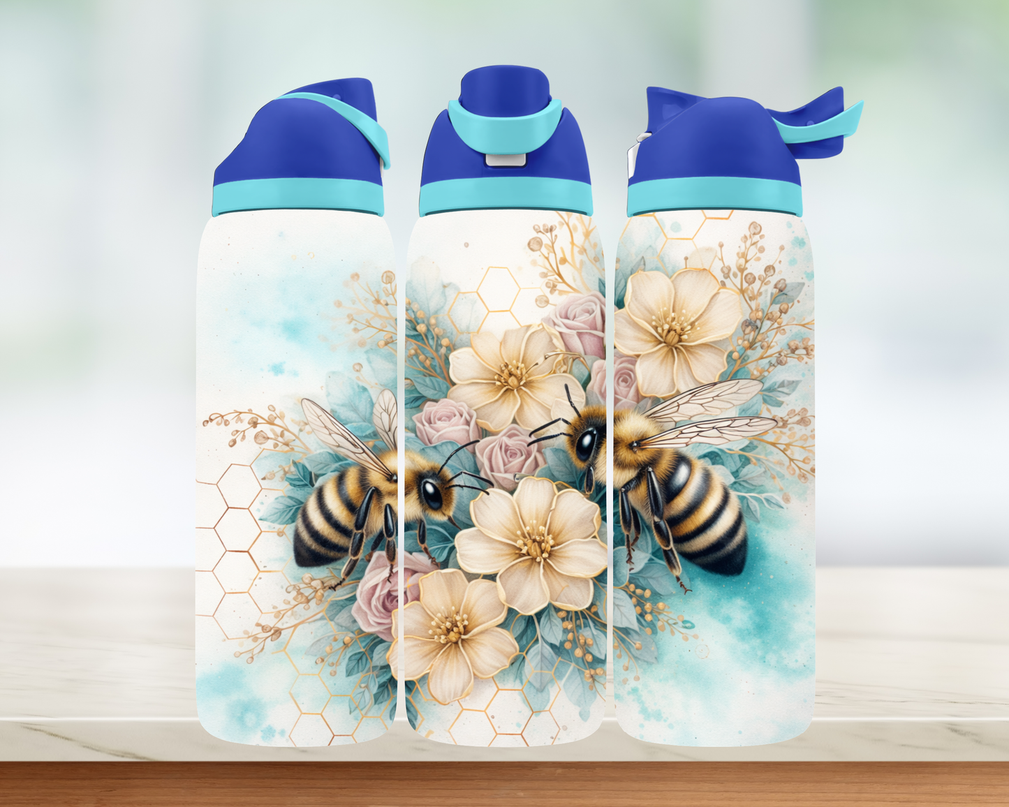 Bouteille style Owala - Abeilles et fleurs