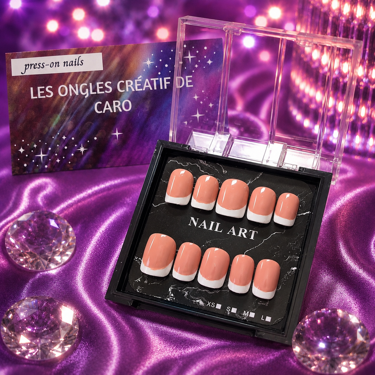 Ensemble de 24 ongles press-on réutilisables - Le naturel