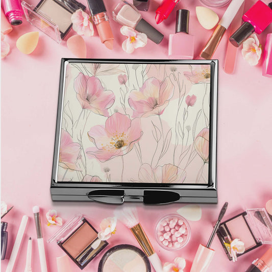 Miroir de poche - Fleur pastel