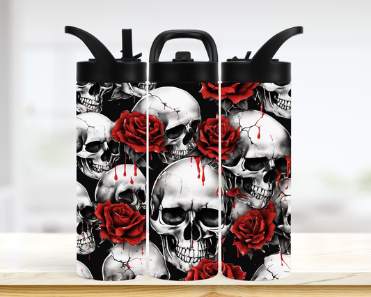 Tumbler - Crane & fleurs rouges
