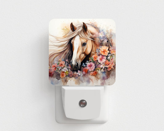 Veilleuse cheval fleur