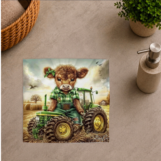 Débarbouillette ultra douce - Vache Tracteur