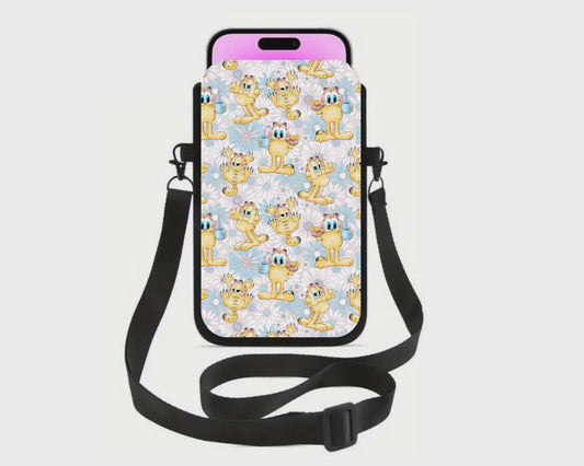 📱 Sac à cellulaire sublimé – Chat roux et fleurs