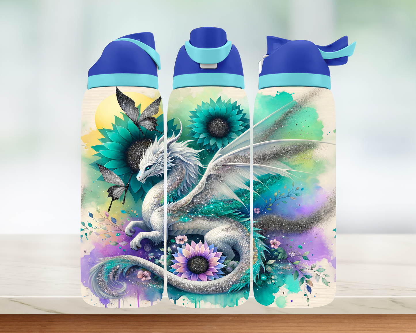 Bouteille style Owala - dragons colorés