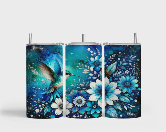 Tumbler isotherme 12 oz - Colibris bleu