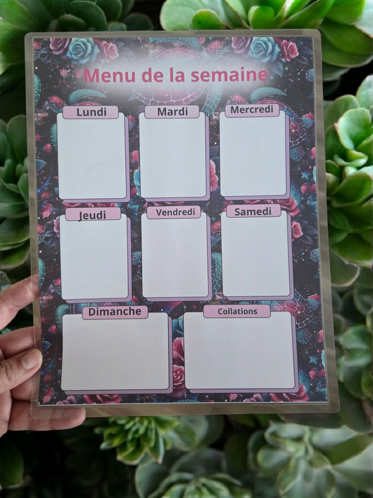 Menu de la semaine aimanté - Tortue