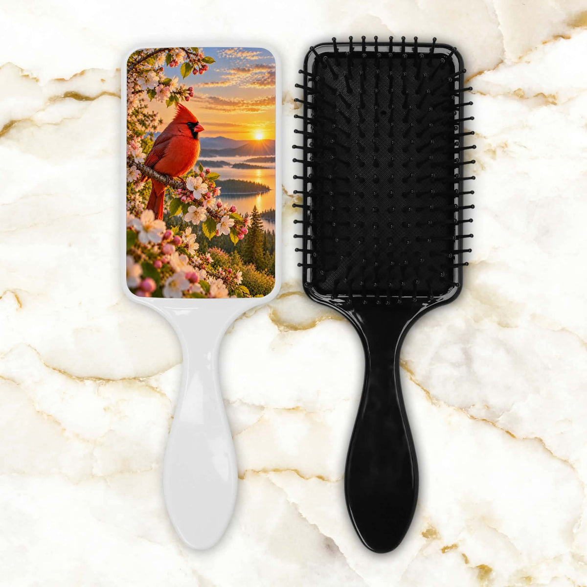 Brosse à cheveux - Cardinal et paysage