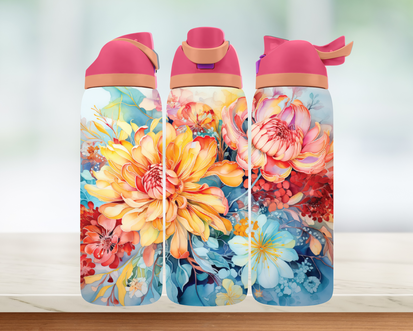 Bouteille style Owala - fleurs