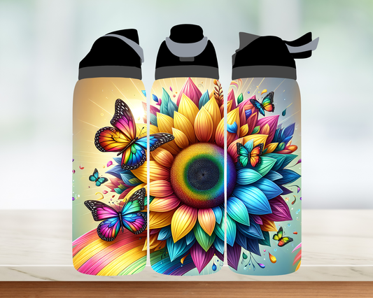 Bouteille style Owala - Fleurs et papillons