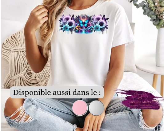 Chandail sublimé - Papillon mauve&bleu