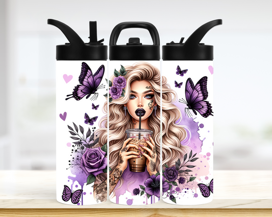 Tumbler - Fille papillon mauve