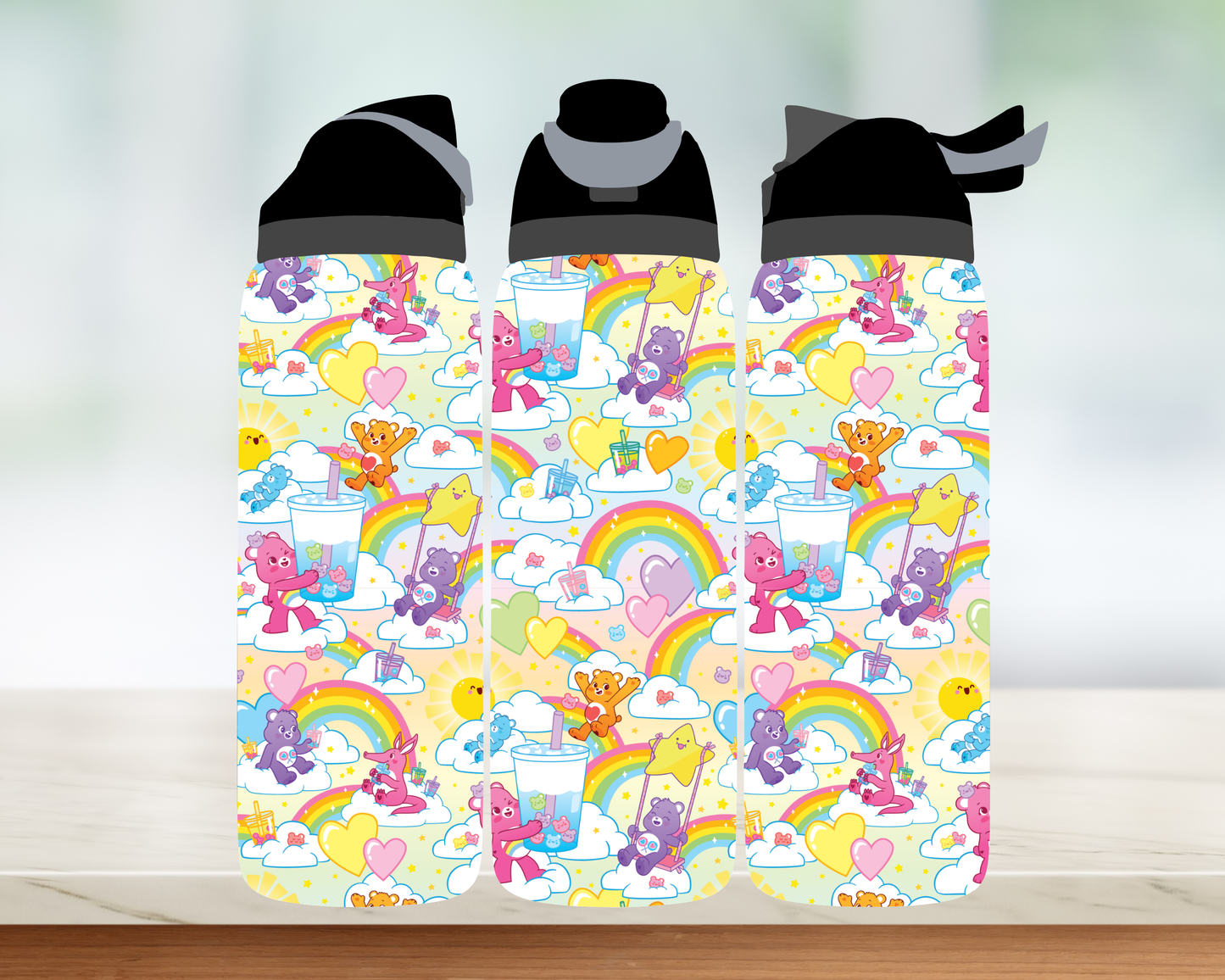 Bouteille style Owala - Ourson arc-en-ciel