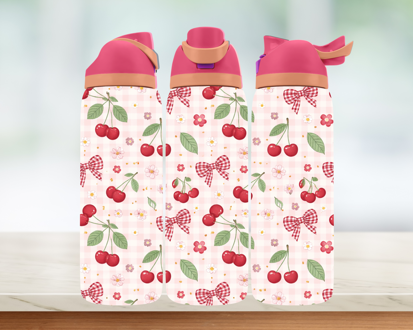 Bouteille style Owala - cerises & boucles