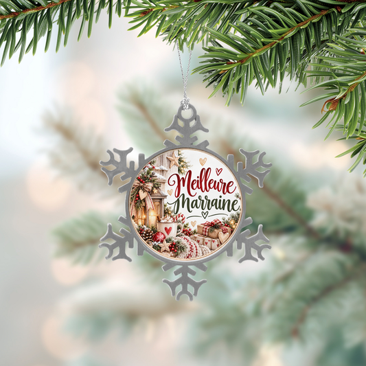 ❄️ Boule de Noël flocon – Meilleure Marraine