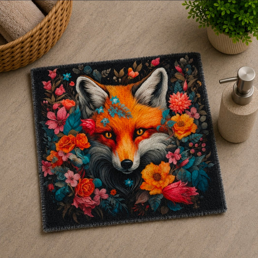 Débarbouillette ultra douce - Renard et fleurs