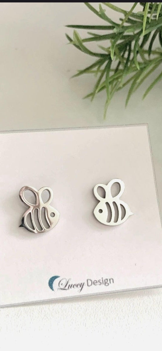 Boucles d'oreilles en acier inoxydable - Abeille