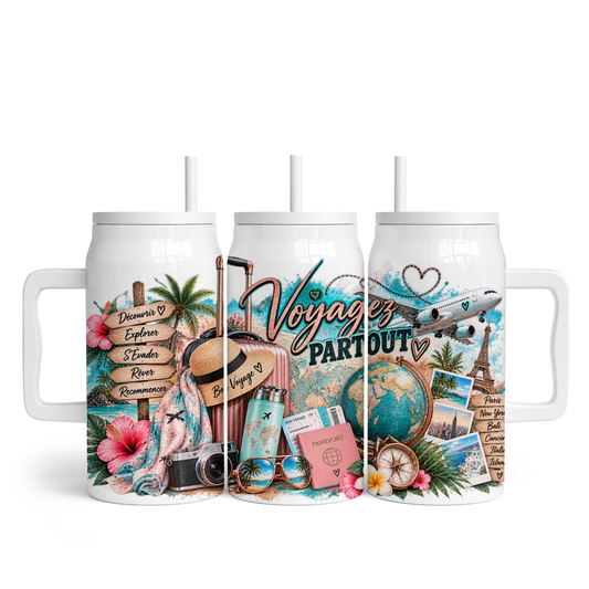 Tasse isotherme 50 oz - Voyagez partout