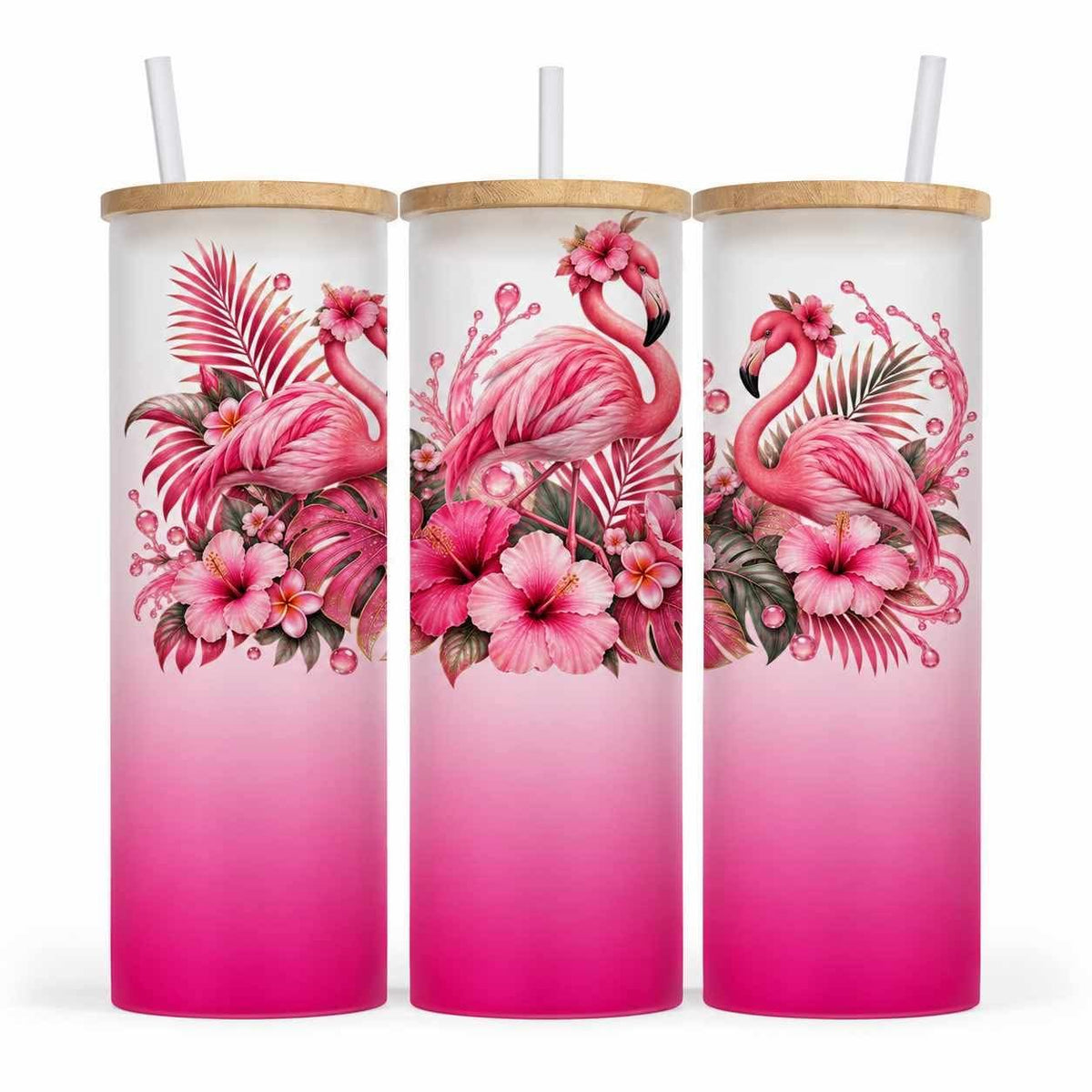 Verre givré 25 oz - Flamant rose