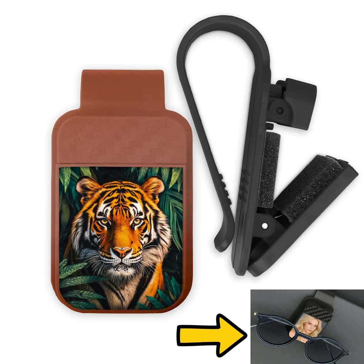 Porte-lunette pour voiture - Tigre dans les feuilles