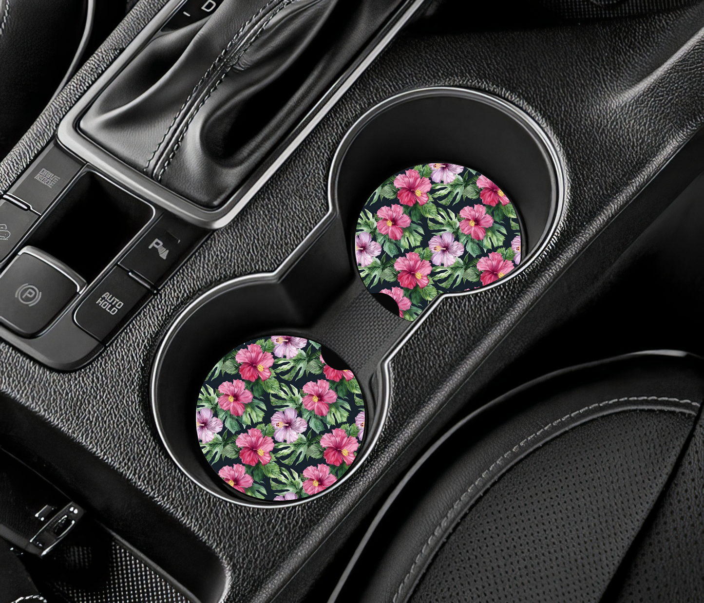 Sous-verre auto - Fleurs roses