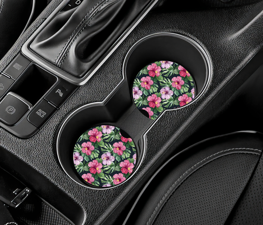 Sous-verre auto - Fleurs roses