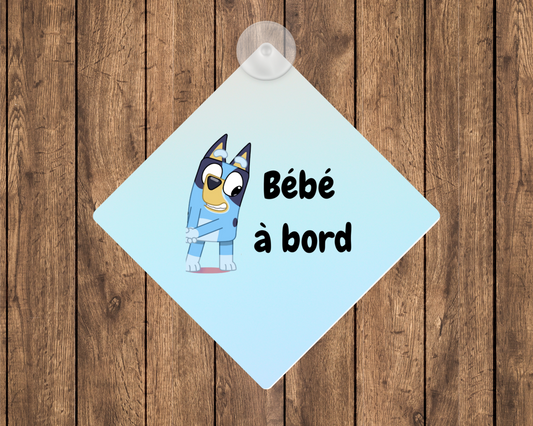 Affiche bébé à bord - Chien bleu