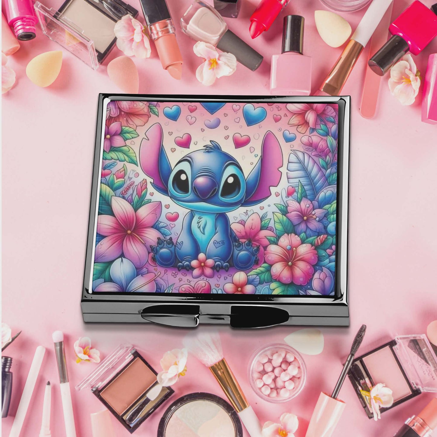 Miroir de poche - Personnage bleu avec coeur