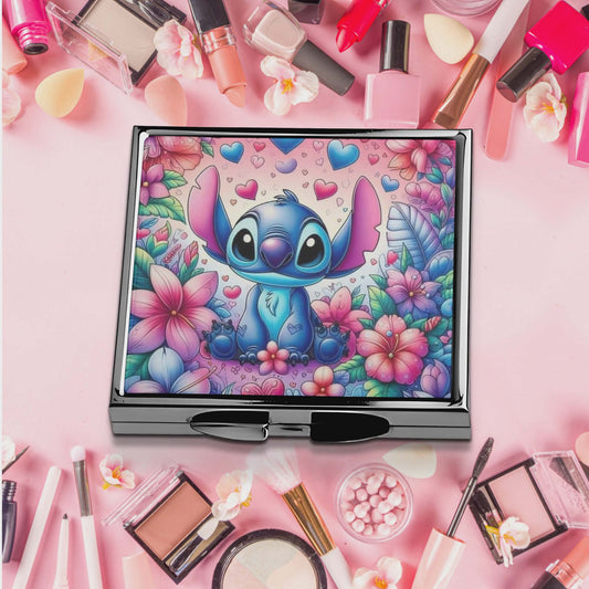 Miroir de poche - Personnage bleu avec coeur