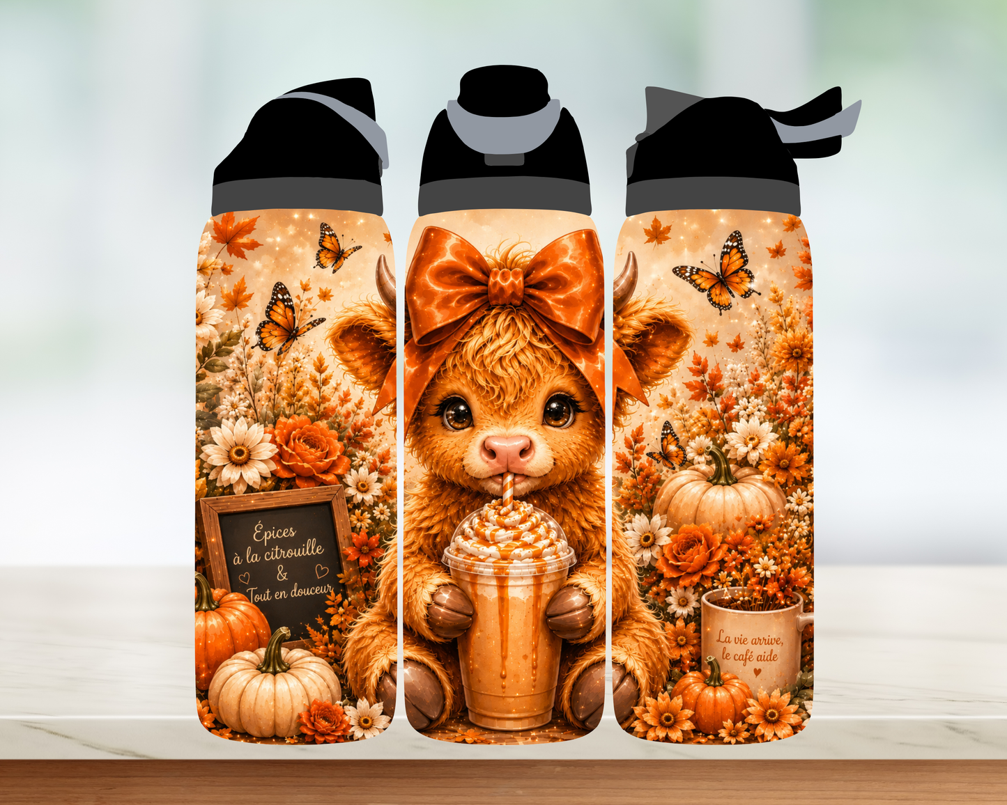 Bouteille Style Owala - Collection d'automne - 24 oz