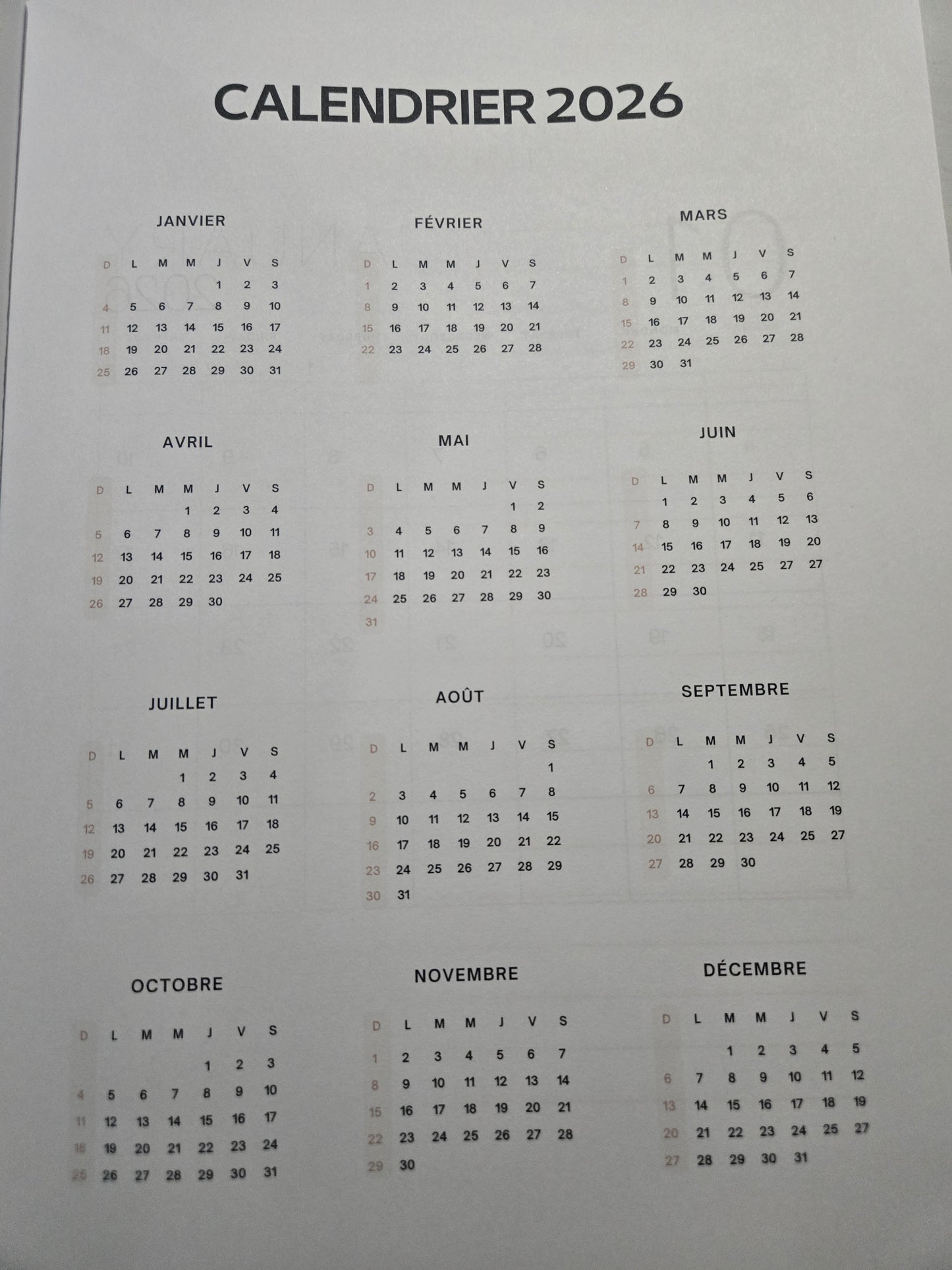 📘 Agenda 2026 – Modèle paysage tropical