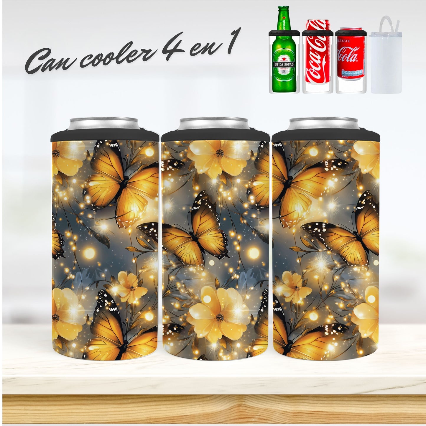 CAN COOLER 4 en 1 - Papillons Jaunes