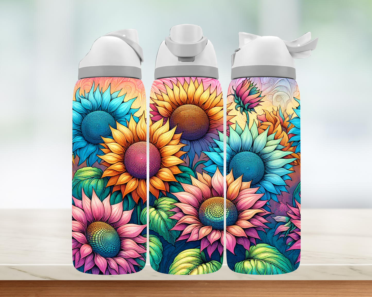 Bouteille style Owala - Fleurs colorés