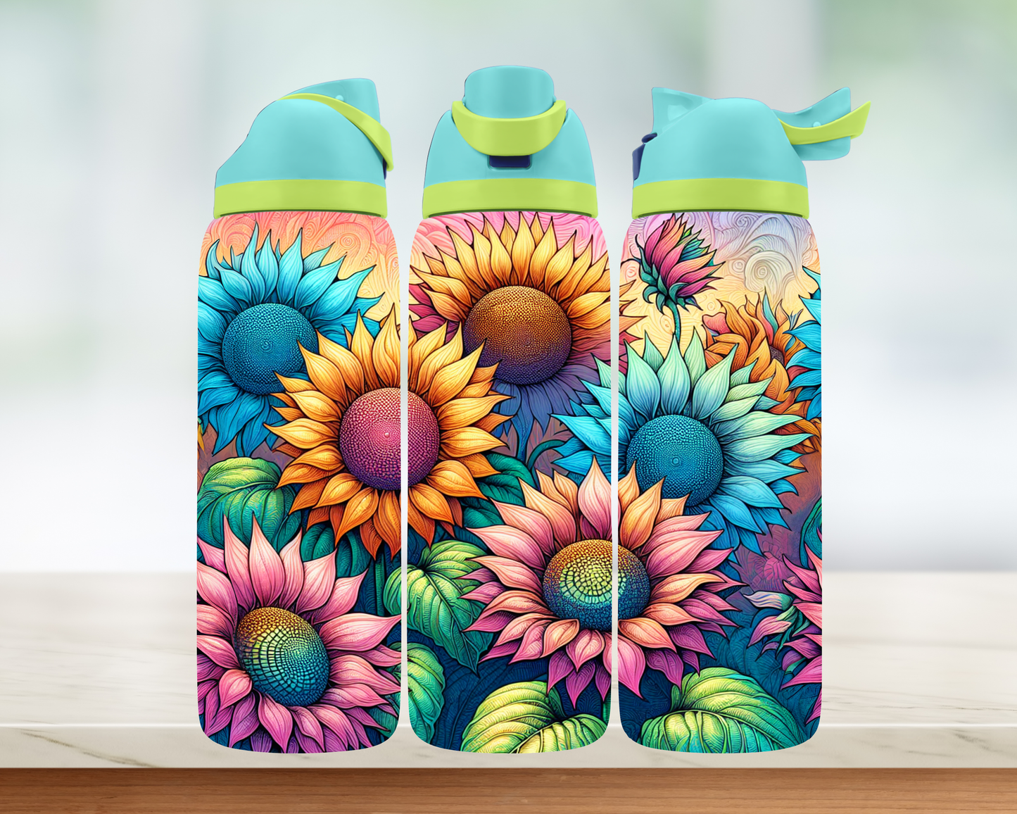Bouteille style Owala - Fleurs colorés