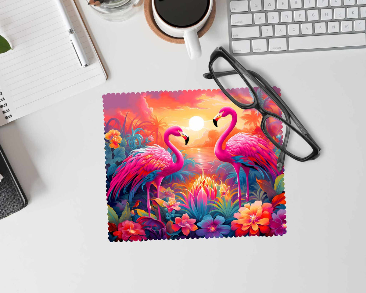 Linge à lunette - Flamant rose paysage