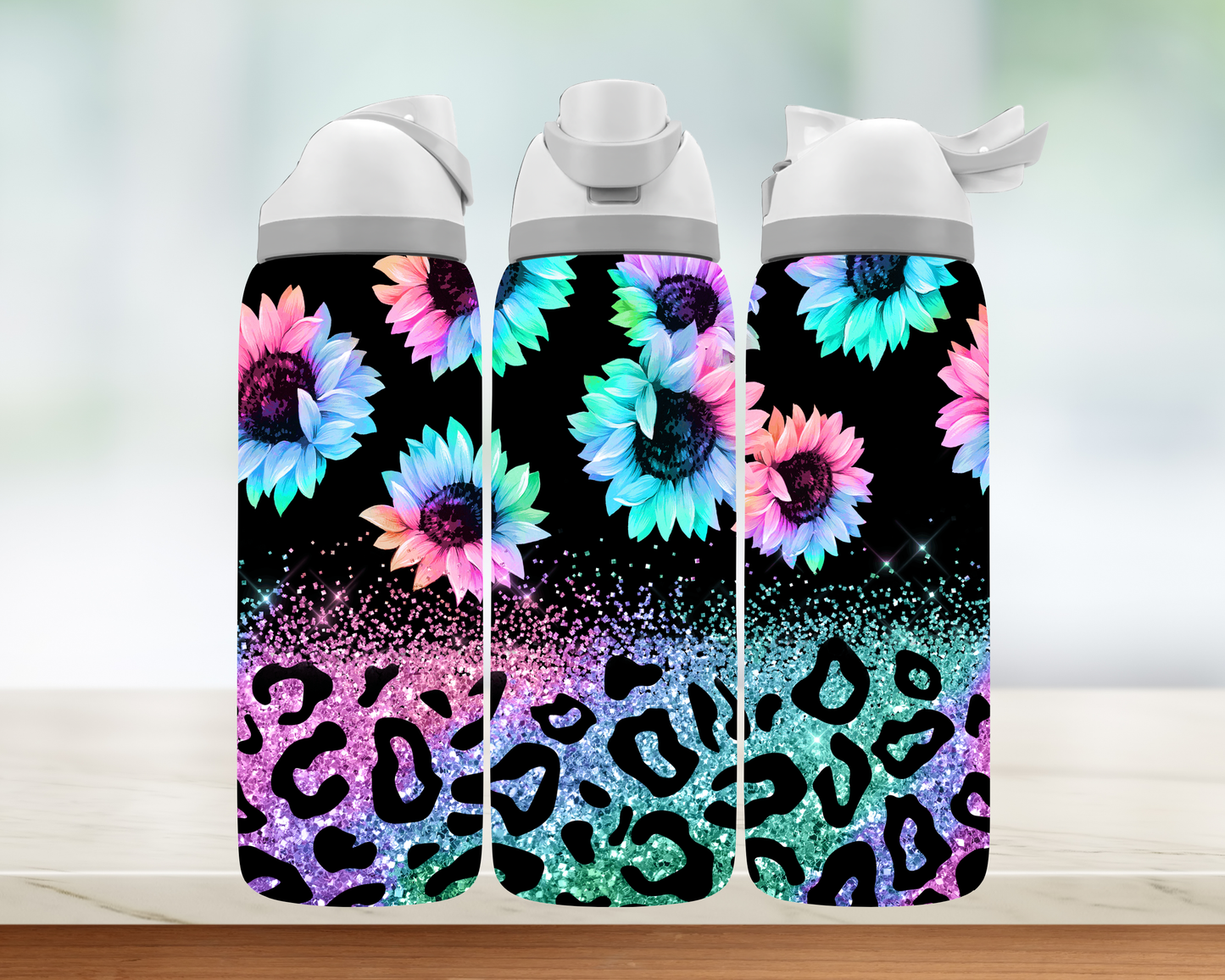 Bouteille style Owala - Fleurs flyés