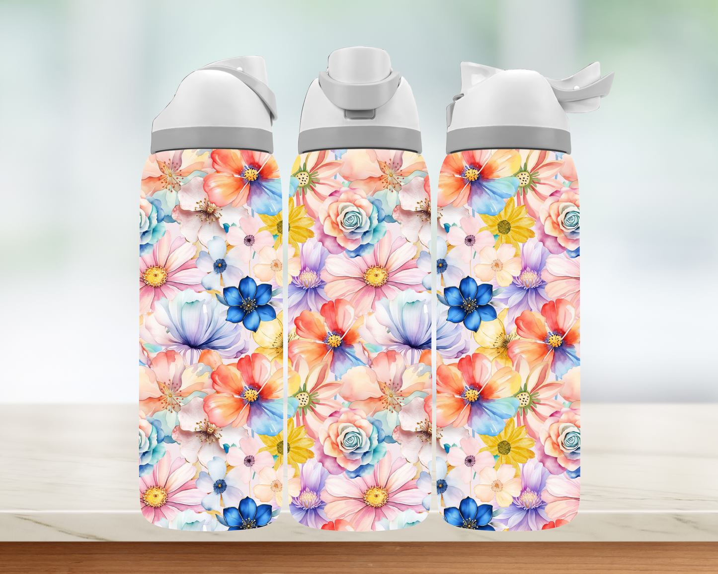 Bouteille style Owala - Fleurs