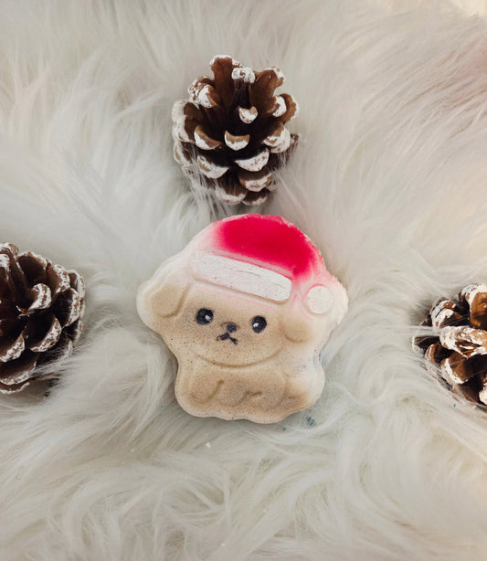 Bombe chien de Noël avec insertions de couleur limoncello et framboise sucrée