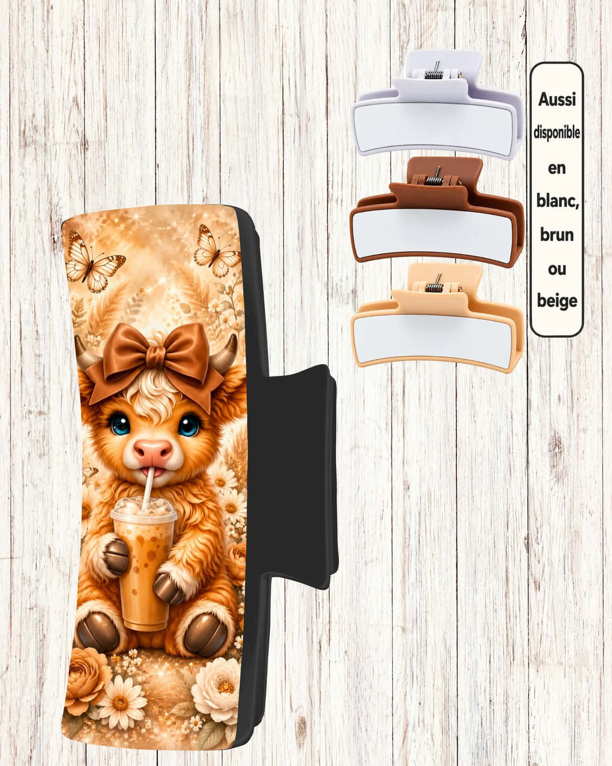 Pince cheveux XL - Vache Cappuccino