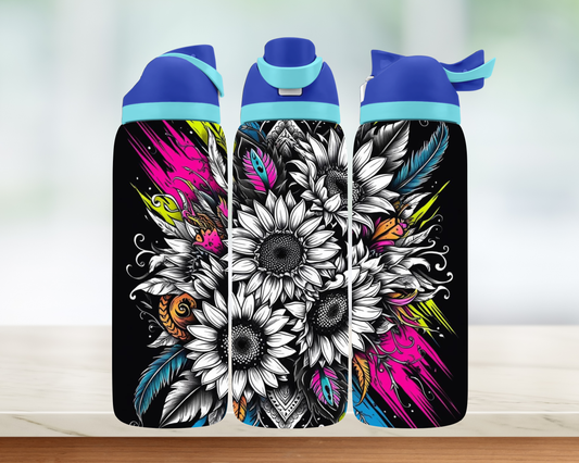 Bouteille style Owala - Fleurs splash coloré