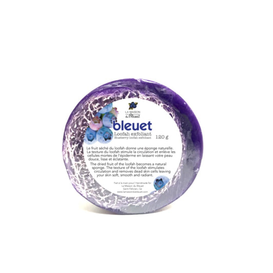 Savon loofah au bleuet